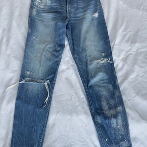 Abercrombie & Fitch Men's Light Blue Distressed Skinny Jeans